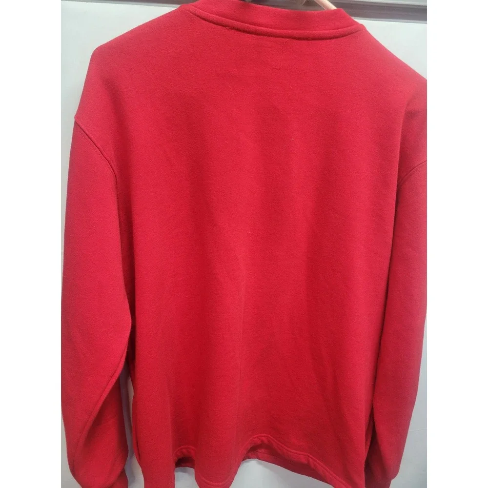 Tia Designs Red Rhinestone Snowman Zip Up Holiday Christmas‎ Sweatshirt Large